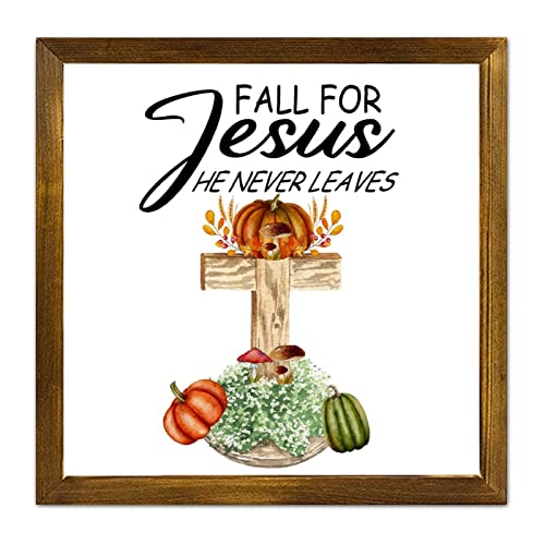 Panneau mural en bois Fall for Jesus décoration rétro de salon 30x30cm