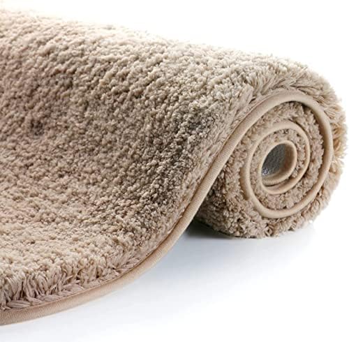 COZYMILL 20" x 32" Non Slip Bathroom Rugs Bath Mat Microfiber Solid Color Extra Thick Soft and Shaggy Absorbent Machine Washable Anti-Slip Rugs for Bathroom Tub and Shower Brown