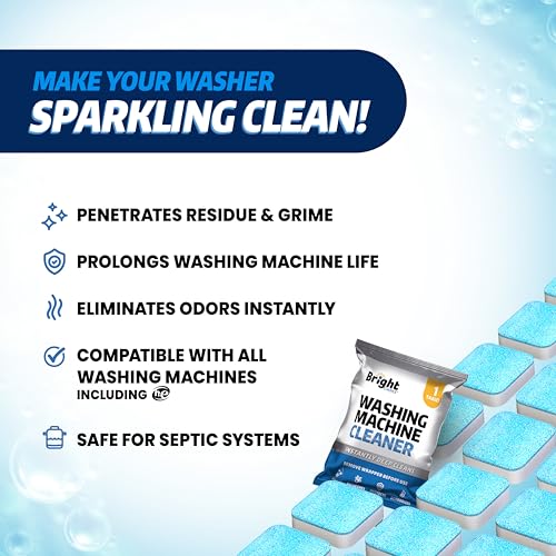 washing machine cleaner tablets 24 pack - deep cleaning tablets for front amp top load works with he washers removes residue odor amp pet hair - 12 month supply of washer cleaner descalers septic safe