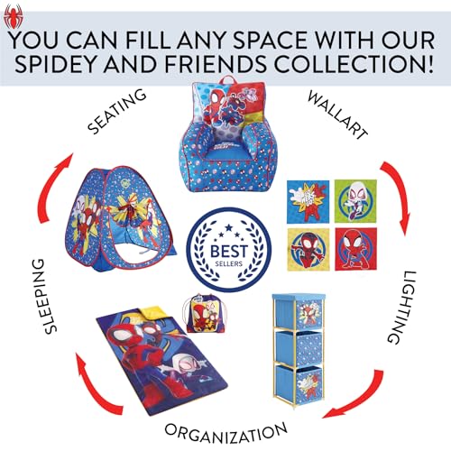 Marvel Spidey and His Amazing Friends 19” Frame Folding Toddler Saucer™ Chair with Cushion, Ages 3+