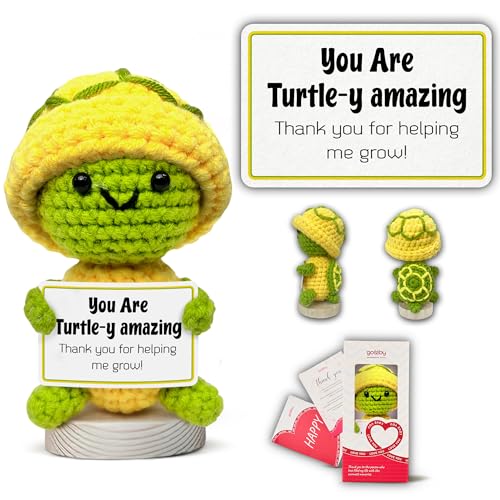 Gossby Teacher Gifts - Thank You for Helping Me Grow - Appreciation, Thank You, Birthday, Retired, Birthday, Mothers Day, Teacher's Day Gift from Student - Teacher Stuffers - Positive Turtle Crochet
