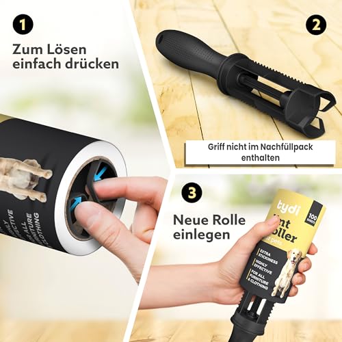 Nachfüllrollen für Fusselrolle, 600 Blätter – Fusselrolle Nachfüllpack Kompatibel mit Tydi, PetLovers, Mr. Siga und Mehr – 100 Blätter pro Kleberolle – Ideal als Tierhaarentferner