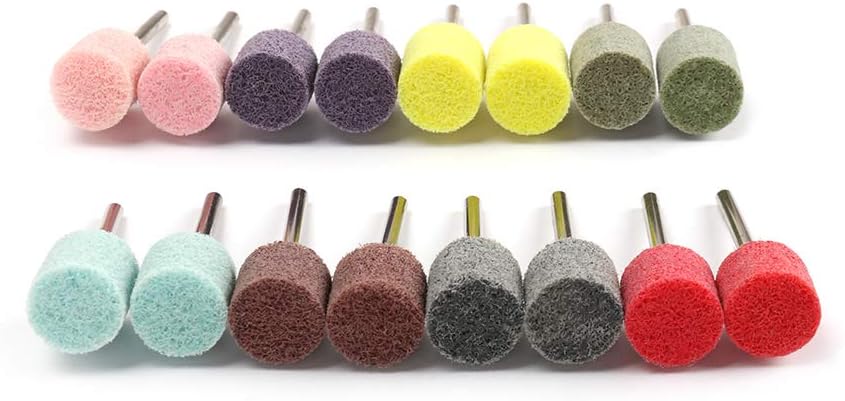 40Pcs 180#~1500# 3mm Shank Diameter Nylon Fiber Polishing Wheel, Mounted Point, Abrasive Grinding Head, Buffing Wheel, Grinding Head Rotary Tools For Wood, etc Grinding/Polishing