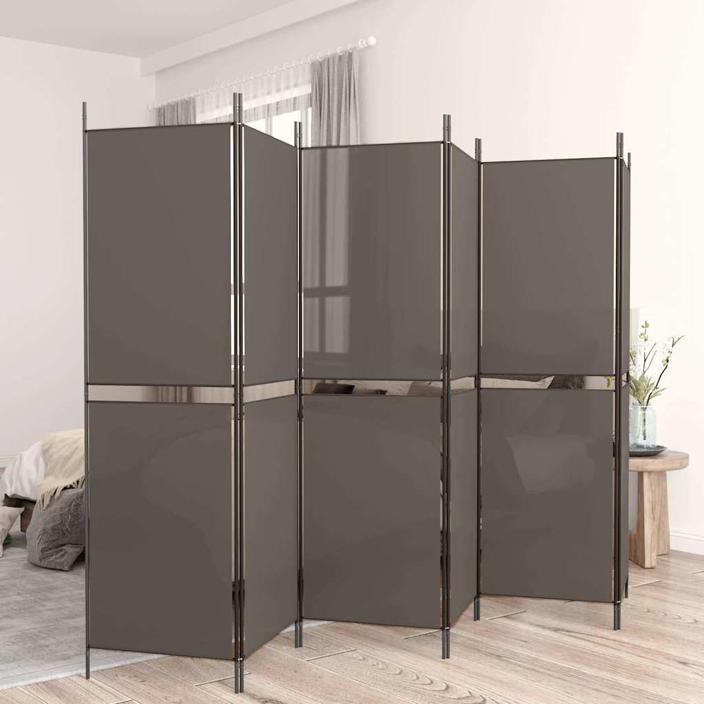 6-panelowy parawan 300 x 200 cm materiał antracytowy