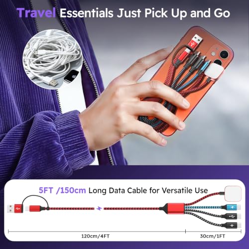 Image of Travel Essentials Triple USB C 4in2 Multi Charging Cable for iWatch Charger