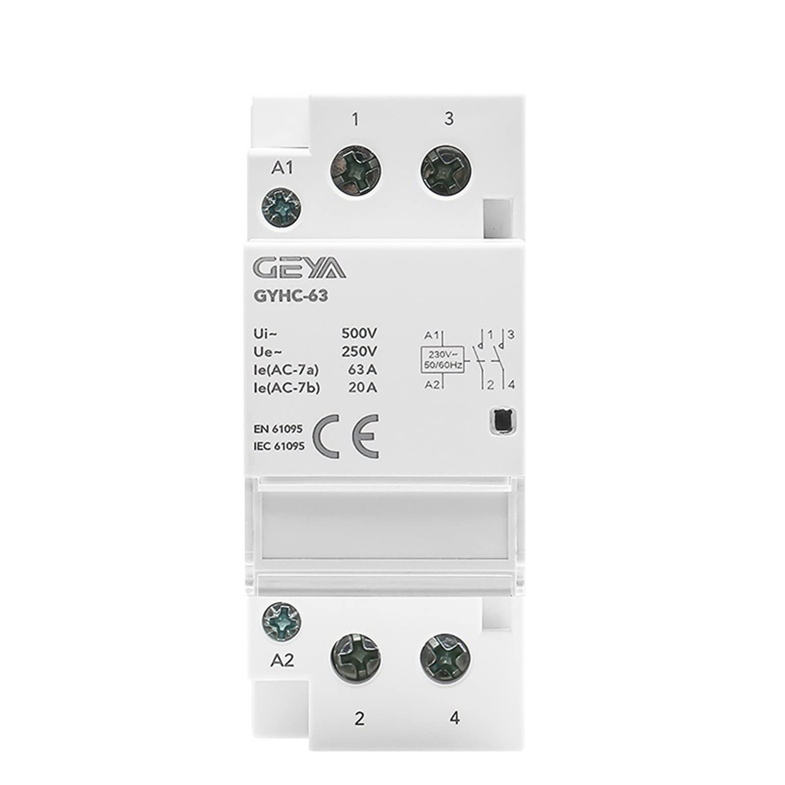 HUUOQIWY Modular Contactor 2P 40A 63A 2NO or 2NC or 1NO1NC Rail Mounting AC220V 230V Automatic 1Pcs(2P 40A 2NO 220V)