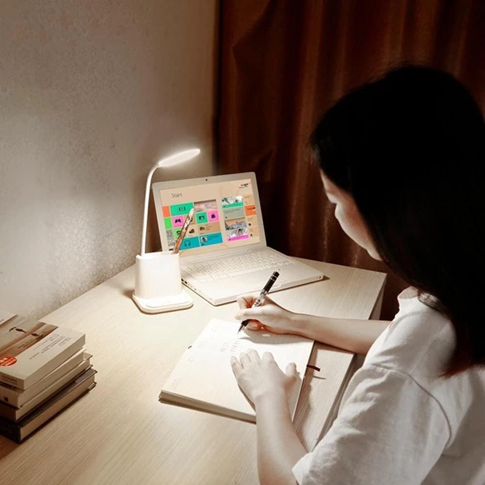 Lampada da tavolo a LED dimmerabile, ricarica USB, per camera da letto, comodino, controllo touch, luce da tavolo con oscuramento polarless e pulsante a lunga pressione (