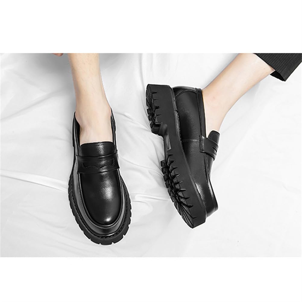Mocasines De Plataforma para Hombre con Punta Redonda Sin Cordones De Cuero Informales para Trabajo Informal