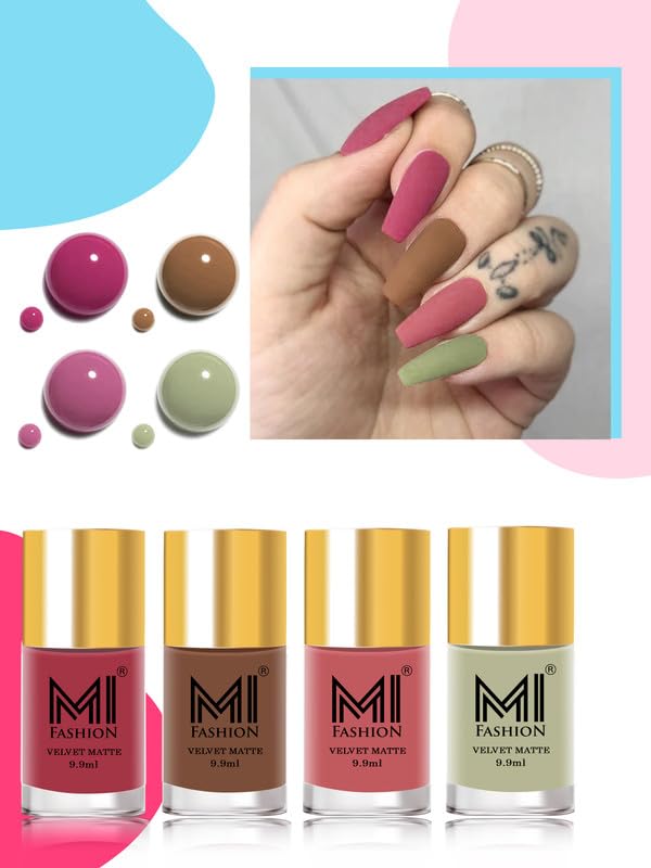 MI Fashion Nail Polish Gift Ideas Festive Matte Nail Polish Set Perfect For Holiday Nails & Special Occasions Tan, Nude, Candy Cotton, Mint 9.9ml each-image-46