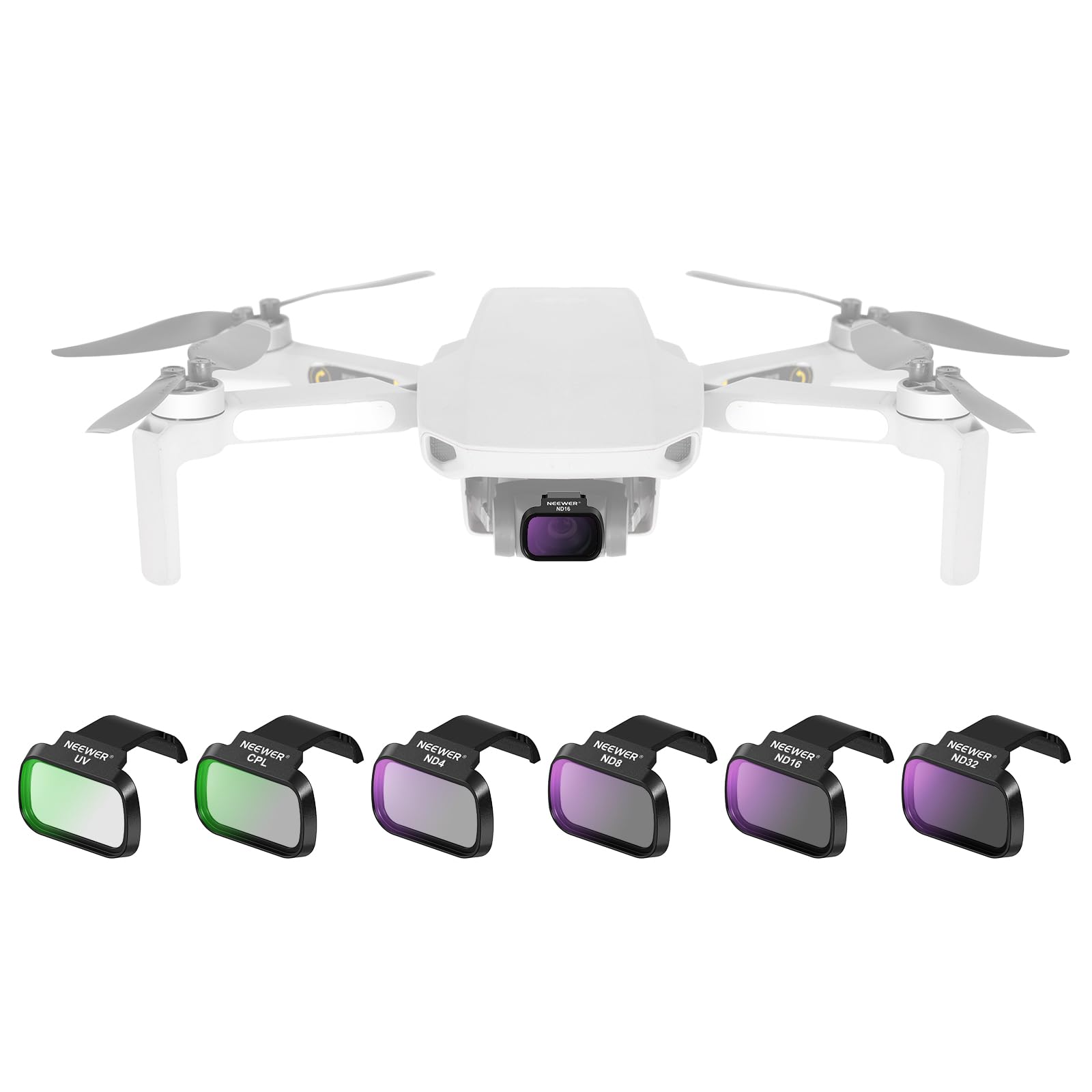 NEEWER Juego de 6 filtros ND compatibles con dji Mini 4K/2/Mavic/SE/2 SE, Accesorios de Lentes de dron, filtros de Densidad Neutra UV CPL ND4/ND8/ND16/ND32, Seguro para cardán de Vidrio HD Multicapa