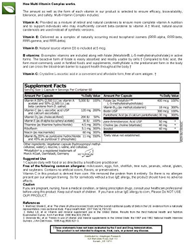 Multi-Vitamin Complex | Once Daily Multivitamin Supplement With Folate As Metafolin L-5-Mthf B12 As Methylcobalamin Vitamin A C D3 And More| Enhanced Absorption & Bioavailability | 60 Vegetarian Caps #TOP3