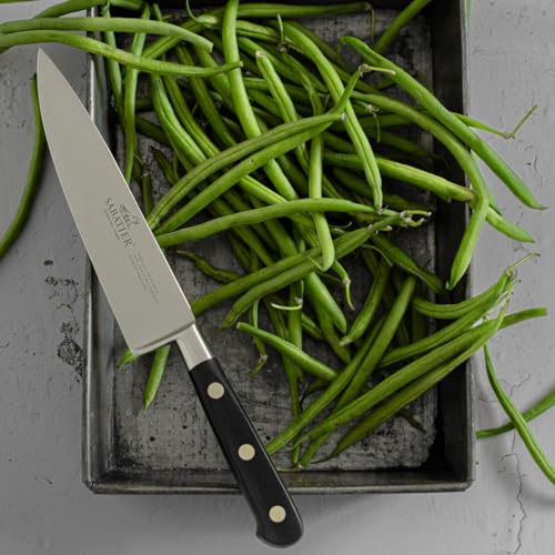 Sabatier - Couteau Chef Ideal 100% Forgé - Fabriqué en France - 20 cm - Lame et Rivets en INOX - Idéal pour Émincer, Trancher et Hacher avec Précision