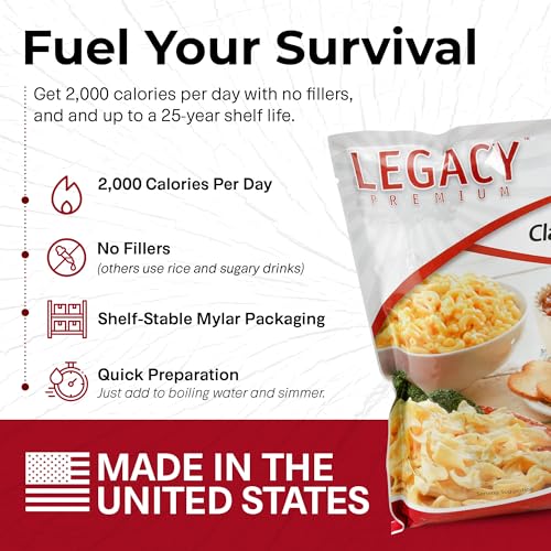 Image of Legacy Food Storage 120 Serving Emergency Food Supply Bucket, 15 Entrees, 45,720 Total Calories, Shelf Stable Lunch & Dinner, Freeze Dried Survival Meals for MRE Camping, Hiking, Prepping