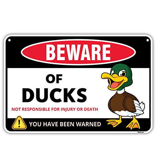 Venicor Duck Sign Decor - 8 x 12 Inches - Aluminum - Duck Gifts for Duck Lovers Women - Duck Decorations for Home Poster Stuff