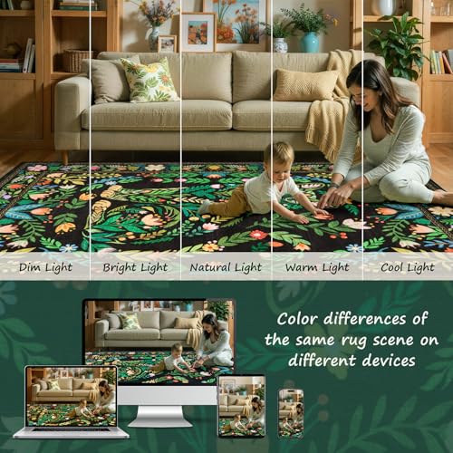 Tapete decorativo blanco 2x3 pies Boho floral gato miniatura 6