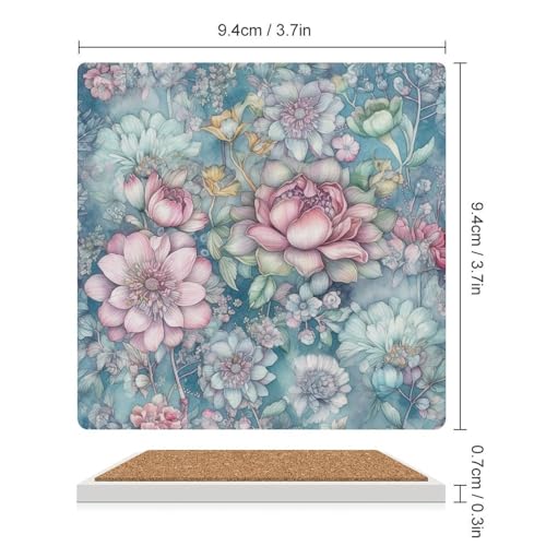 Dessous de verre fleurs bleues réutilisables pour table basse - 3