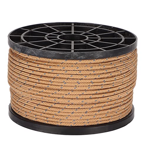 Camping Tent Rope 50m, Density PP Material, Khaki Color with Reflective Feature for Outdoor Camping Garden Construction