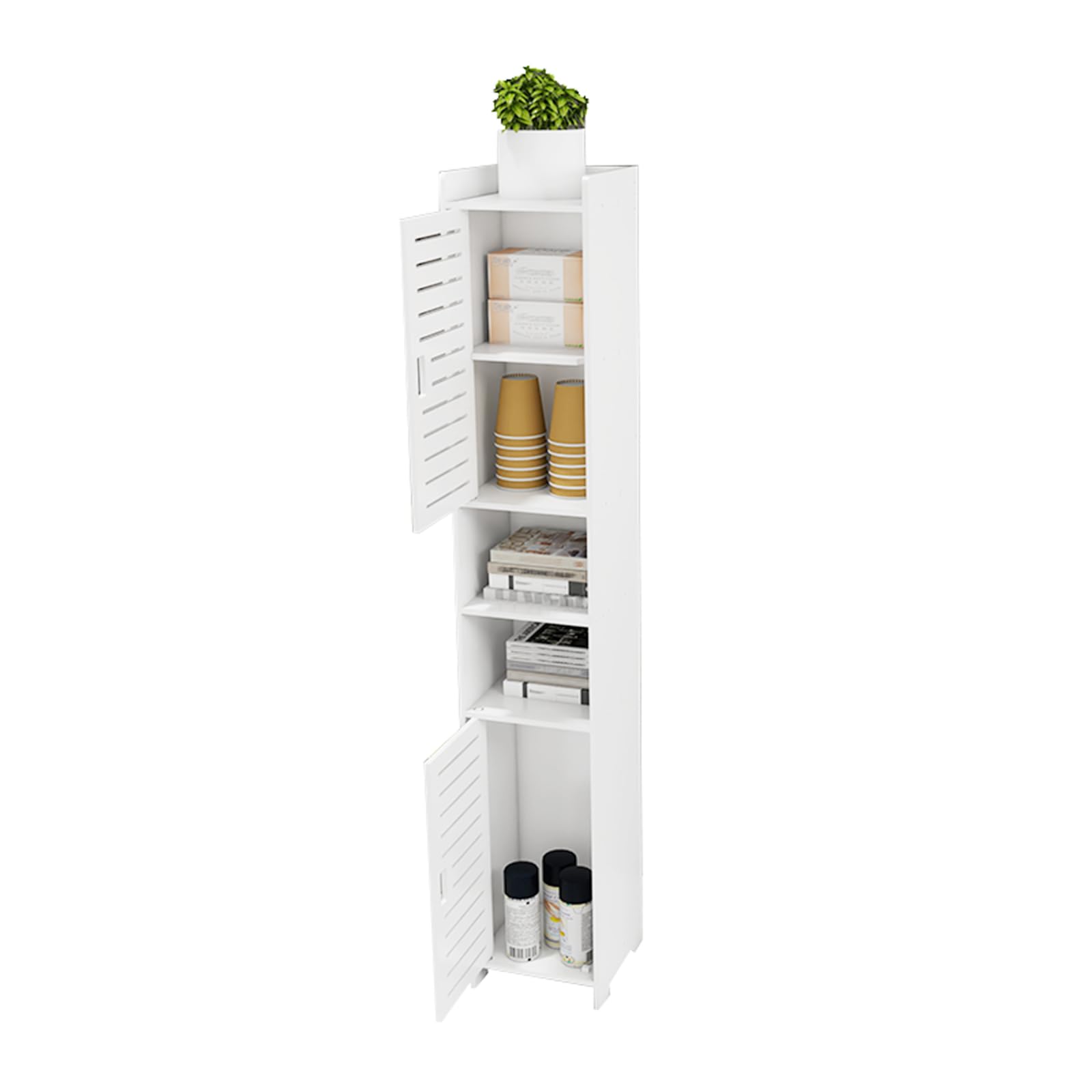 Mueble de columna de baño de alto almacenamiento, armario de pie, para salón, comedor, cocina, baño, 26 x 22 x 118 cm, color blanco