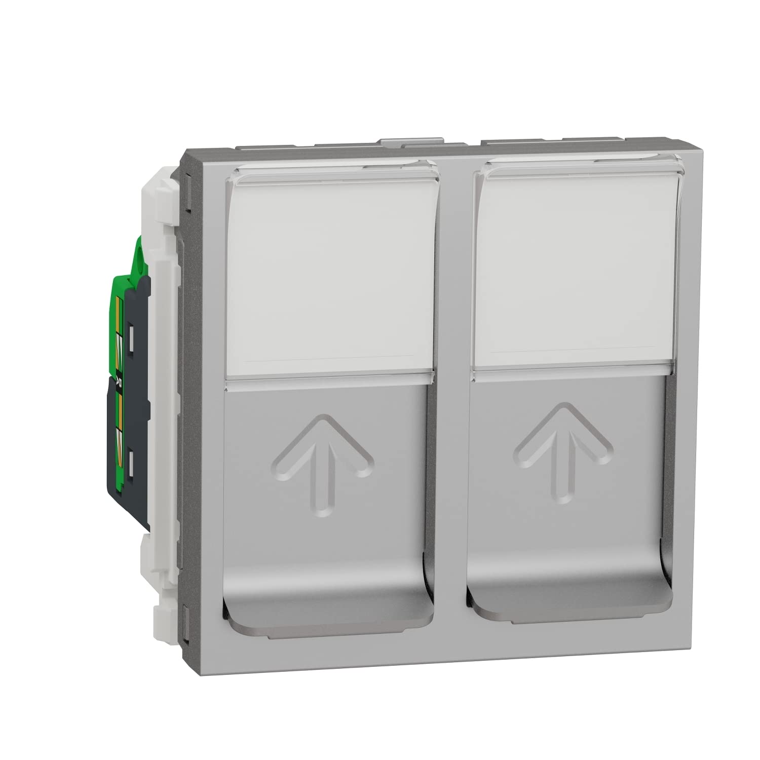 Prise RJ45 double Schneider Cat5 UTP m&eacute;canisme Ethernet Alu - 6
