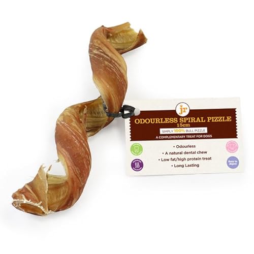 JR Pet Products 2x Odourless Spiral Pizzle 12cm, Fun, Tasty, Lasting Natural Dog Treat Chew