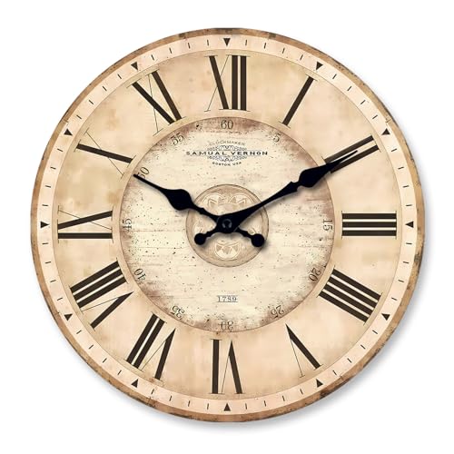 NUOVO Wall Clock 12 Inch Wall Clock Roman Numbe Clock Wood Grain Silent Quartz Large Decorative Quiet Home Office Living Room