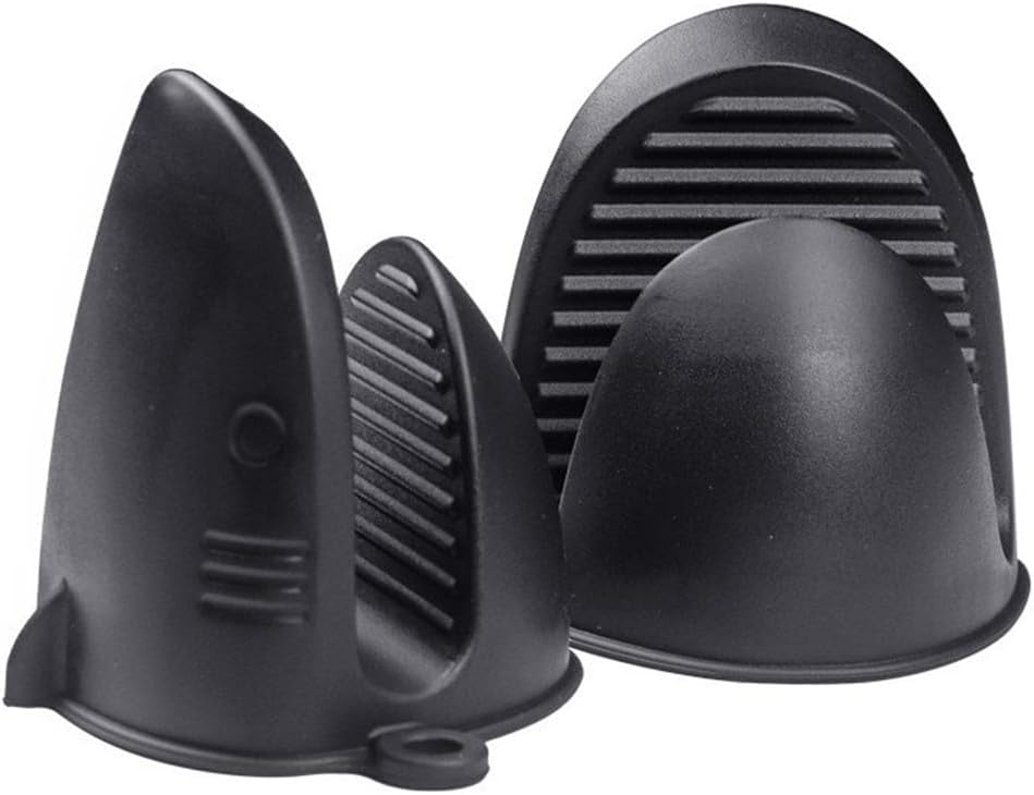 Oven Mitts，Mini Oven Gloves Silicone Heat Resistant Cooking Pinch Mitts Potholder for Air Fryer Kitchen Cooking & Baking (Black)