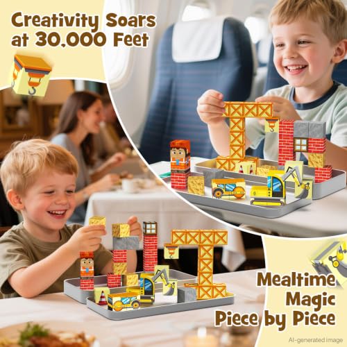 Image of Magnetic Building Blocks for Kids, STEM Engineering Travel Toys with Portable Iron Box, Educational Construction Set for Toddlers Ages 3-8(35 Piece)