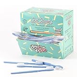 Cepillos de dientes desechables Dr. Bauer con pasta dentífrica - paquete de 100 - cepillo de dientes de viaje ecológico con pajita - para dentistas, hoteles, camping - dispensador azul