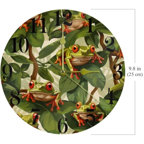 Horloge quartz grenouilles sur feuilles vertes silencieuse - 5