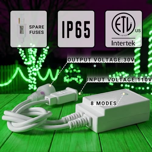 Image of 50ft Rope Lights For Outside,Connectable & Flexible Tube Lights with 8 Modes Controller,Waterproof Green LED Rope Lighting for Deck,Garden,Pool,Patio,Bedroom,Party,Indoor & Outdoor Landscape Lighting