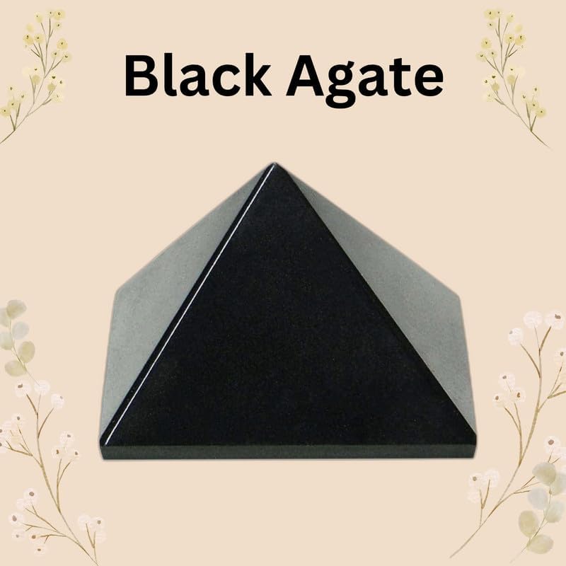 Natural Black Agate Pyramid Stone 1 INCHE (1 Pcs