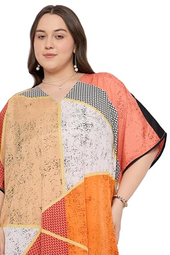 Image of Gypsie Blu Women Plus Size Kaftan Dress Beach Cover Up Maxi Dresses for Women, V-Neck Kimono Sleeve 1X-3X