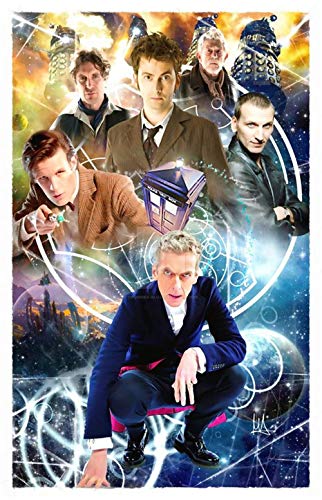 KVAQ Kit di Diamanti Punto Croce Doctor Who Fai da Te, Set Completo di Ricami a Diamante Rotondi, Decorazione Domestica Mosaico 5D(7.8x9.8inch)