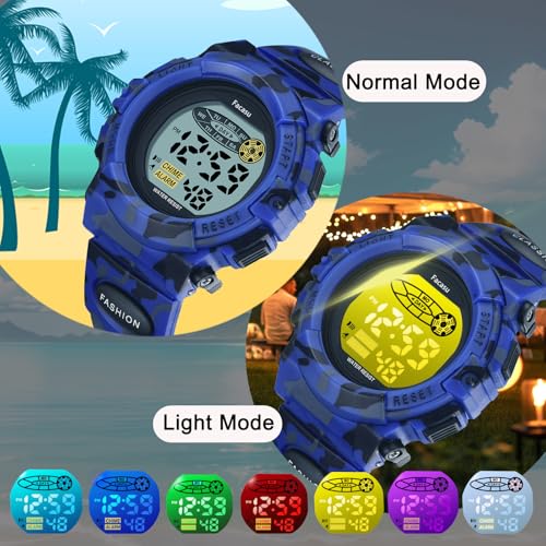 Image of Kids Watch Digital for Boys-Waterproof Kids Sports Watch with Light, Alarm&Snooze,Stopwatch Military Design Silicone Band Gift for Birthdays,Christmas Outdoor Activities(8+ Years)