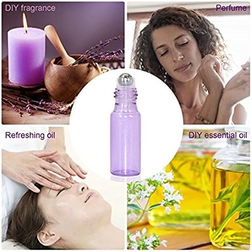 mavogel Essential Oil Roller Bottles - 24 Pack 5ml Pearl Colored Glass Roller Bottles with Stainless Steel Roller Balls, Essential Oil key Opener and Droppers Included