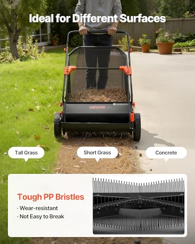 Image of VEVOR 3 Packs Lawn Sweeper Brush Replacement, Compatible with VEVOR 26 in Lawn & Leaf Collector Sweepers, Yard Sweeper Brush Paddle with Durable V-Shaped Bristles for Easy Grass Leaf Cleanup
