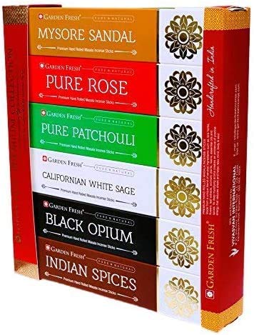 Tuzech Natural Incense Sticks Perfect for Meditation Yoga Relaxation SPA Hand Rolled Incenses Rose Mysore Sandal Opium White Sage -with 12 Flavours Gift Pack (180 Grams)