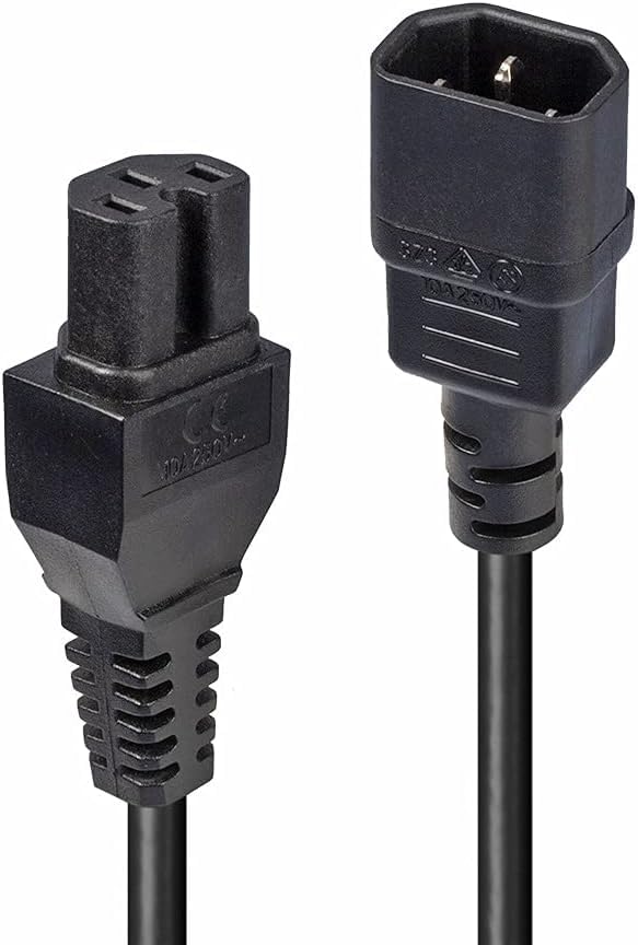 WiredCom® Heavy Duty Extension Cord, IEC 320 C14 to IEC 320 C15 Black Extension Cord, 15A 250V, 14AWG, Extension Power Cable, Heavy Duty AC Power Cord, UL Listed (3 Meter)-image-49
