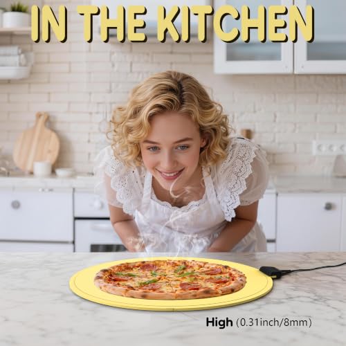 Smilesilk Portable Silicone Pizza Warming Mat - Roll Up Electric Food Heating Pad Tray, Fast Even Heating for Buffet Parties, Foldable Hot Plate Warmer for Home Kitchen Gifts (Yellow) — view 5