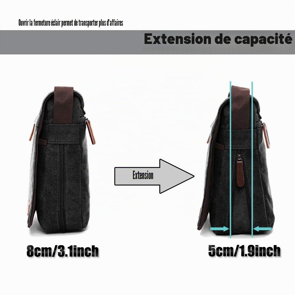 LOSMILE Hommes Sacs d'épaule, Sacs bandoulière en toile, Sacs pour ordinateur portable, Besaces,Sac d’Ecole, Travail ou vie scolaire