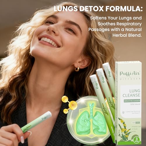 Image of Herbal Diffuser Pen, Detox Diffuser with Mullein, Thyme & Mint for Better Breathing, All Natural Swap - Up to 600 Uses (Varies by Usage), 3 Diffusers, 1 Pack