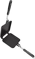 Vista 5 de Sandwichera, sartén de aluminio para sándwiches de estufa y panini, sartén antiadherente para quesos a la parrilla con mango largo para hacer gofres