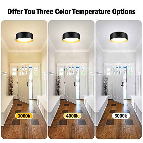 Brighthome Flush Mount Ceiling Light Black, 250W Equivalent Led Ceiling Light Fixture, Cct Adjustable 3000K 4000K 5000K, 13In Modern Dimmable Ceiling Lamp With Gold Accents For Bathroom Hallway #TOP3