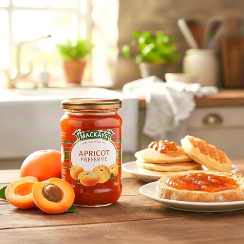 Image of Mackays Scottish Apricot Preserve 340g | Made with Whole Fruit | Traditional Copper Pan Cooked | Vegan | Imported from Scotland