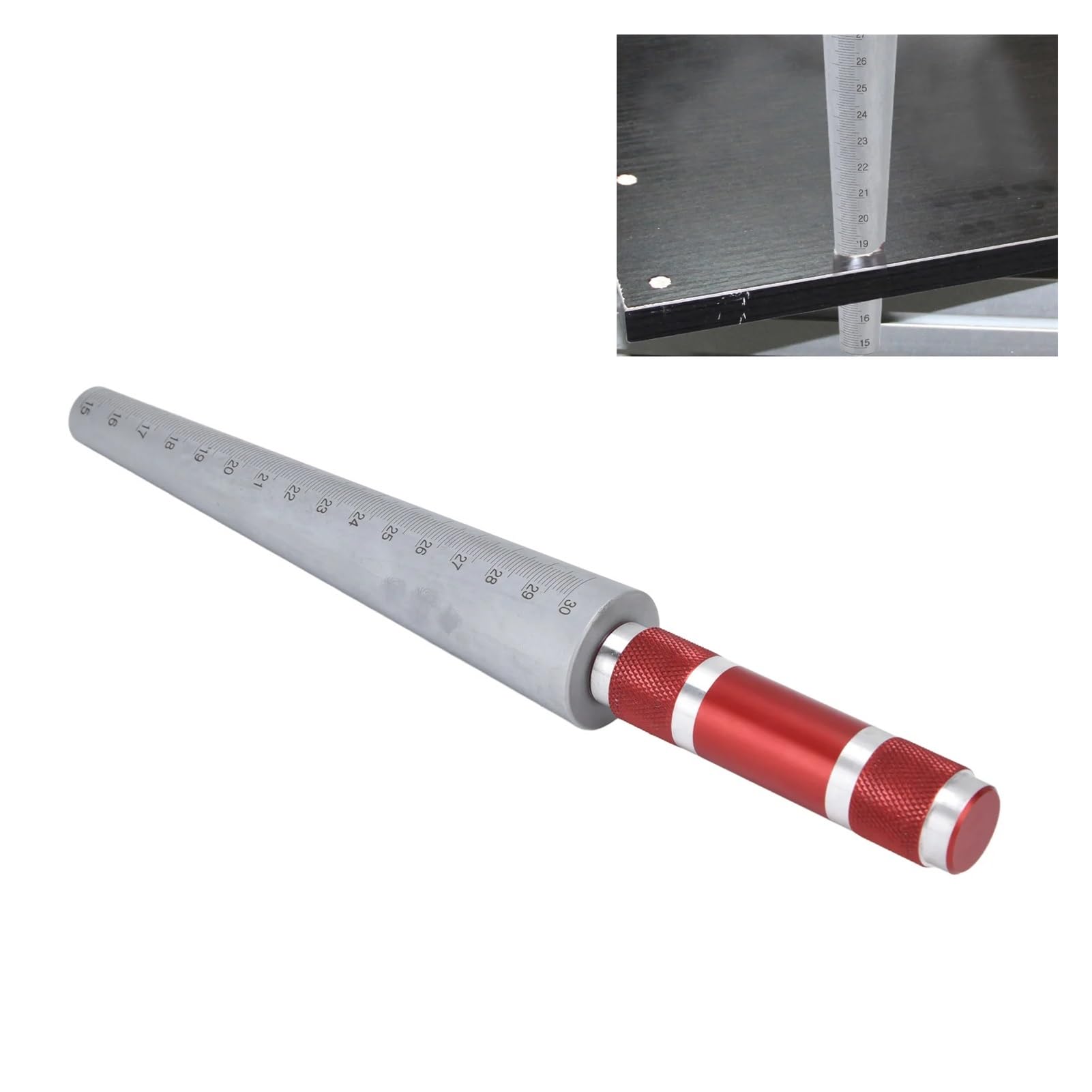 Juego de galgas de espesores, Calibre de apertura Regla espesores cónica Herramienta medición diámetro interior acero inoxidable 15 a 30 mm