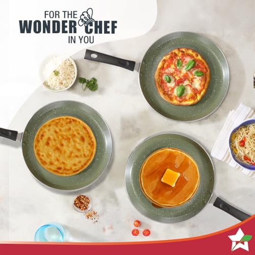 Image of Wonderchef Valencia Non-Stick 28 Cm Dosa Tawa | Cool Touch Bakelite Handle | Pure Grade Aluminium| PFOA Free| 1 Year Warranty | Olive