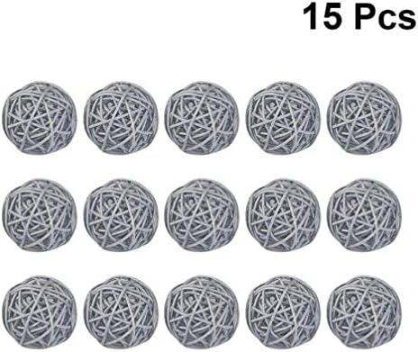 EXCEART 15pcs Rattan Wicker Balls DIY Vase Bowl Filler Ornaments Aroma Dffuser Balls for Wedding Home Hanging Decoration Table Confetti 5cm (Grey)