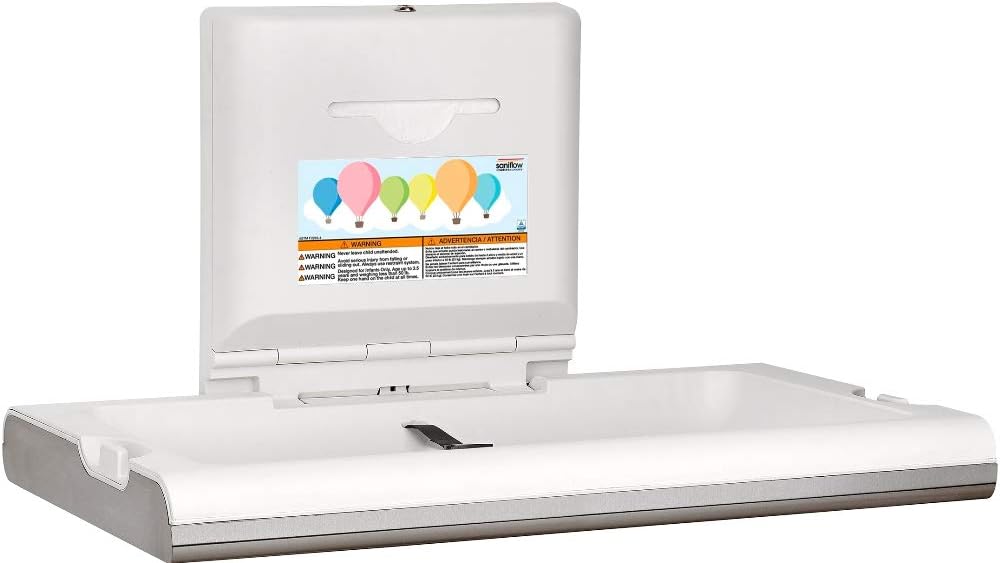 Saniflow CP0016HCS-ASTM BabyMedi Horizontal Surface-Mounted Baby Changing Station Made of Polypropylene and with a Stainless Steel AISI 304 Exterior in Stainless Steel Finish