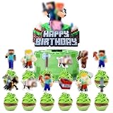 YOGARTH 19 Pixe Tortendeko Nicht Essbare Jungen, Video Game Kuchen Deko, Cake Topper Set, Happy Birthday Topper für Kindergeburtstag Party Dekoration Supplies (B)