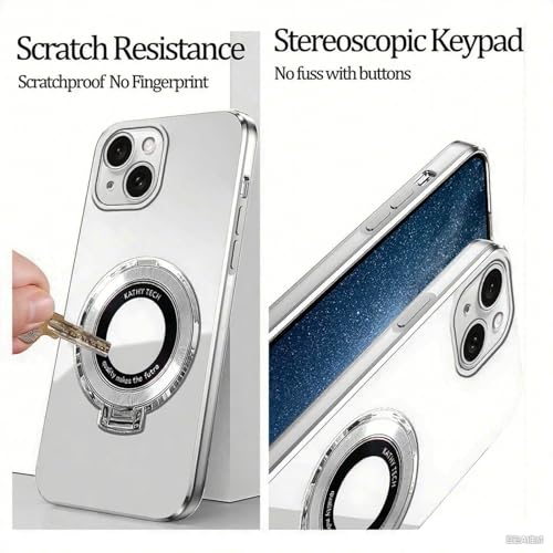 Image of Design for iPhone 13 with Invisible Magnetic O-Ring Stand Military-Grade Clear Case for iPhone 13 6.1 inch [Compatible with Mag-Safe][Great Grip Feeling]